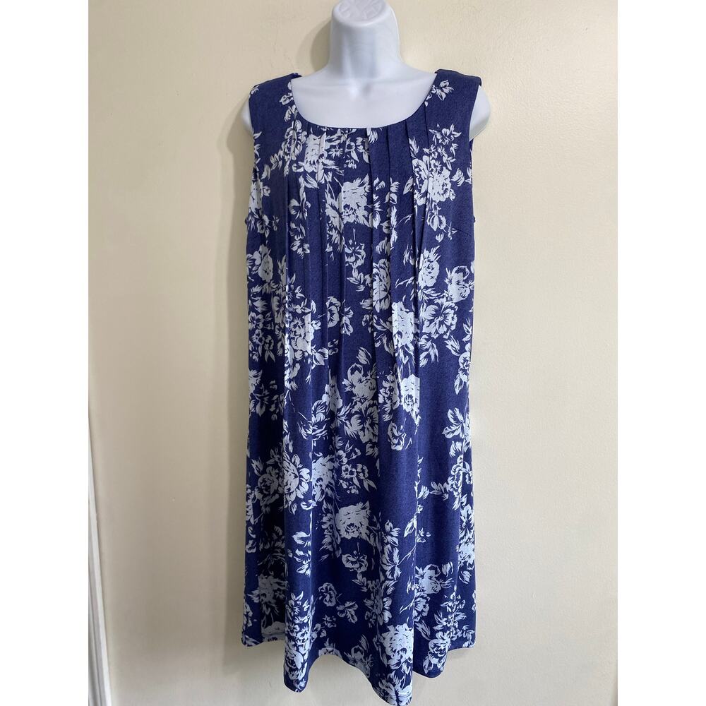 Perceptions New York White & Blue Floral Dress - Stretchy‎ & Flowy